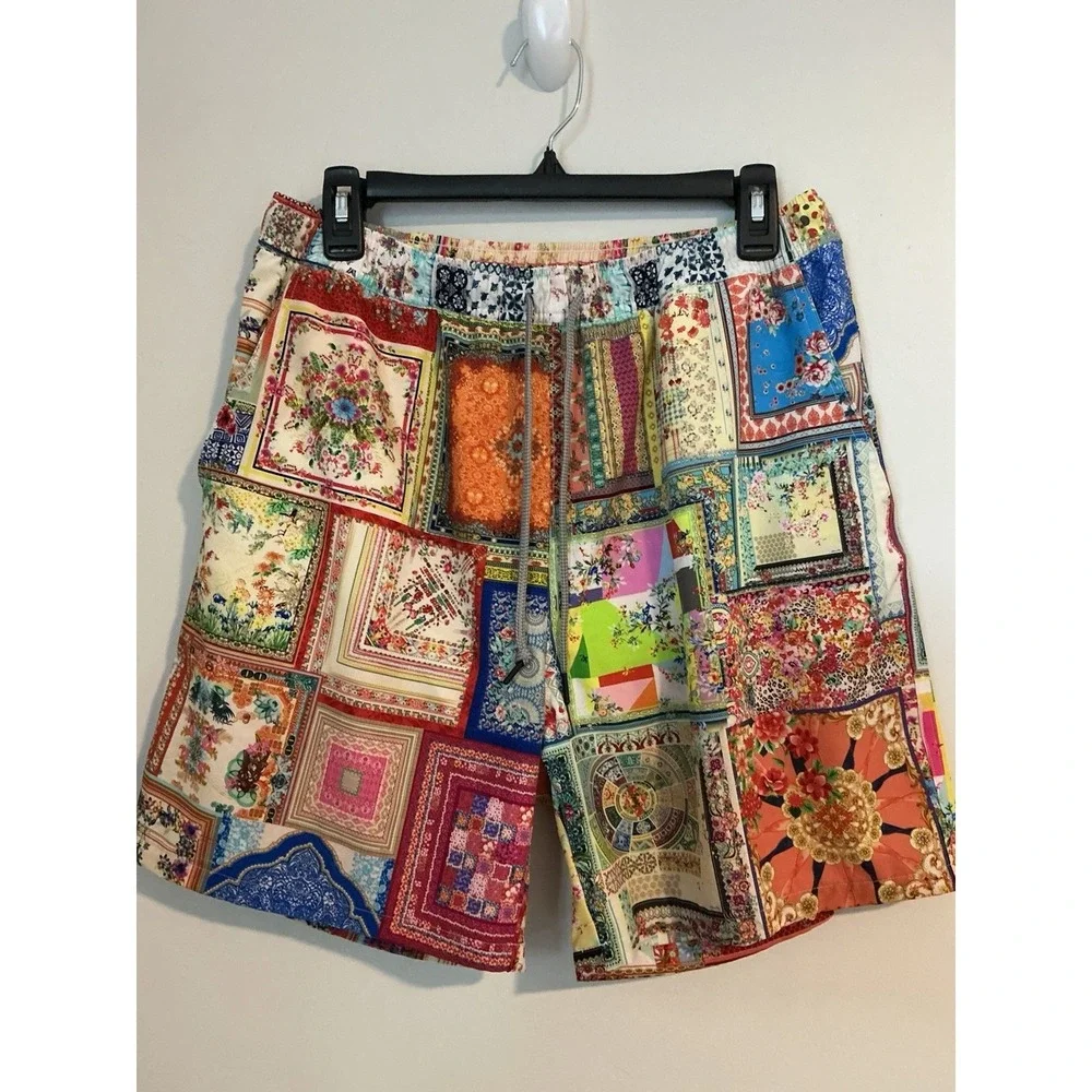 Johnny Was Annika Swim Trunks Shorts Mens Multicolor Lined Floral Beach Resort M